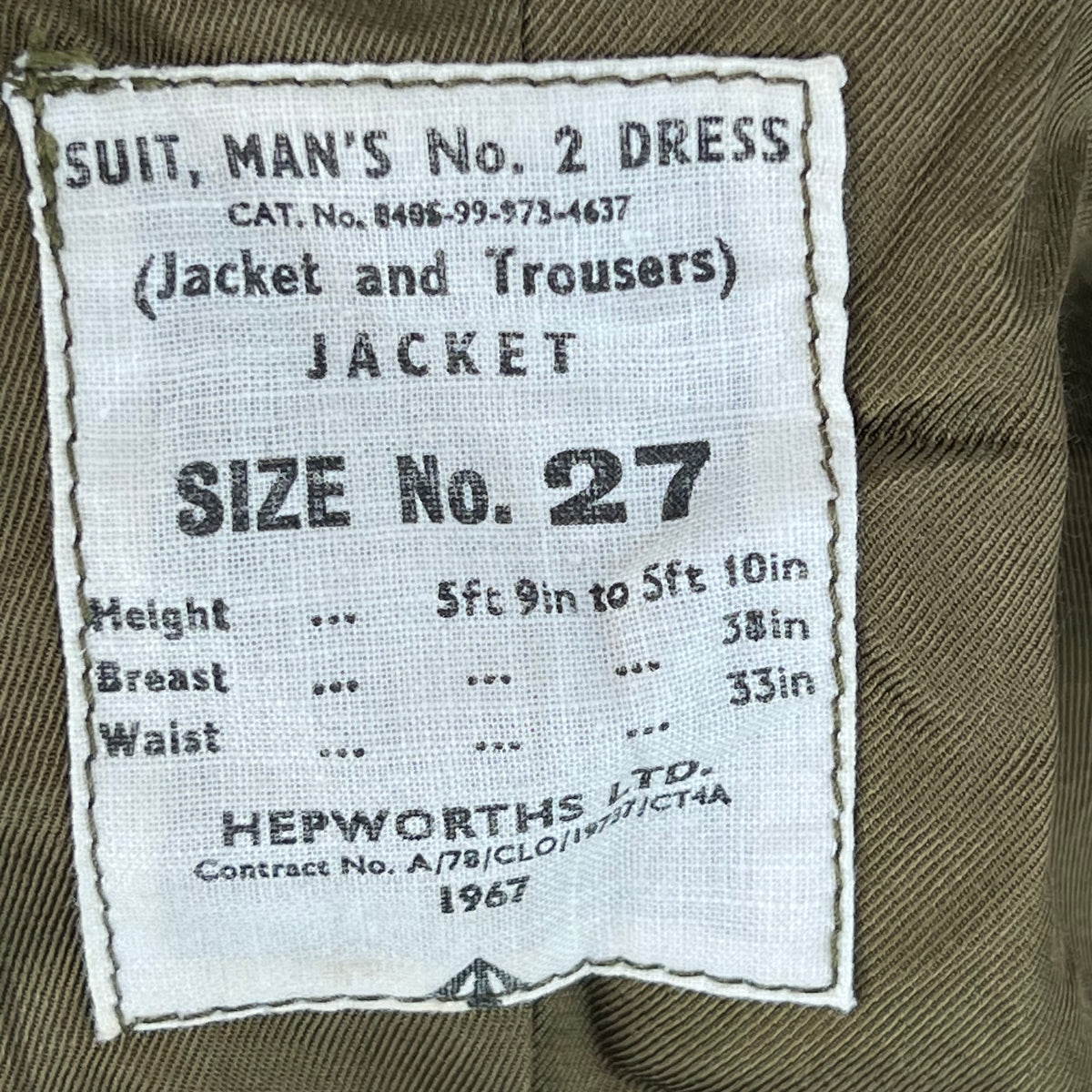 British Army 60s Service Dress Jacket - Medium SIZE 27