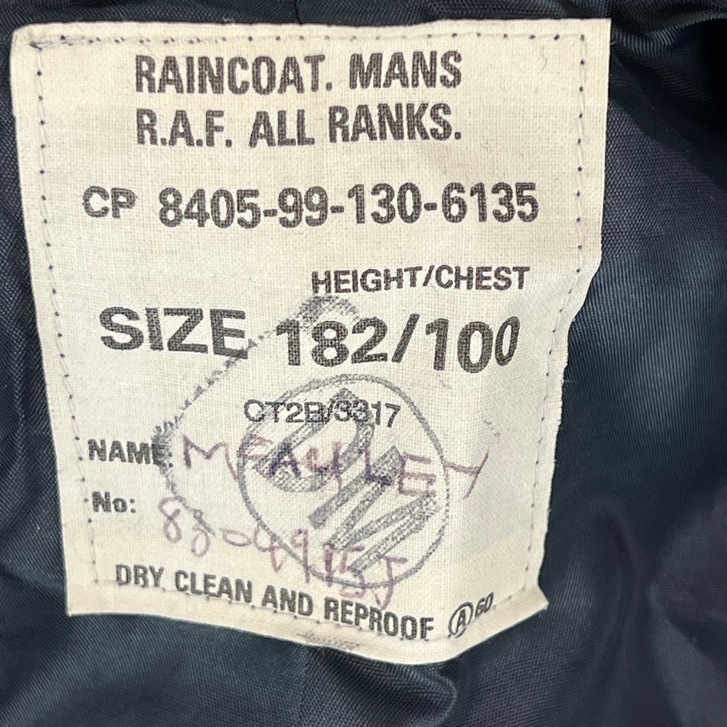 British Royal Air Force Raincoat Trench Coat - Medium 182/100