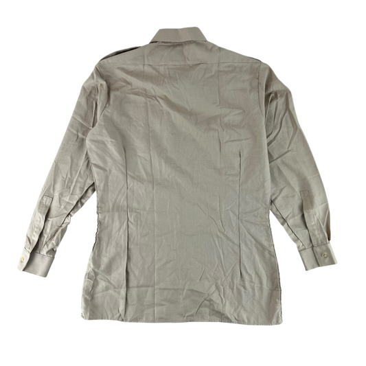 British Army Mens Fawn Cotton Shirt Long Sleeve - Large C42