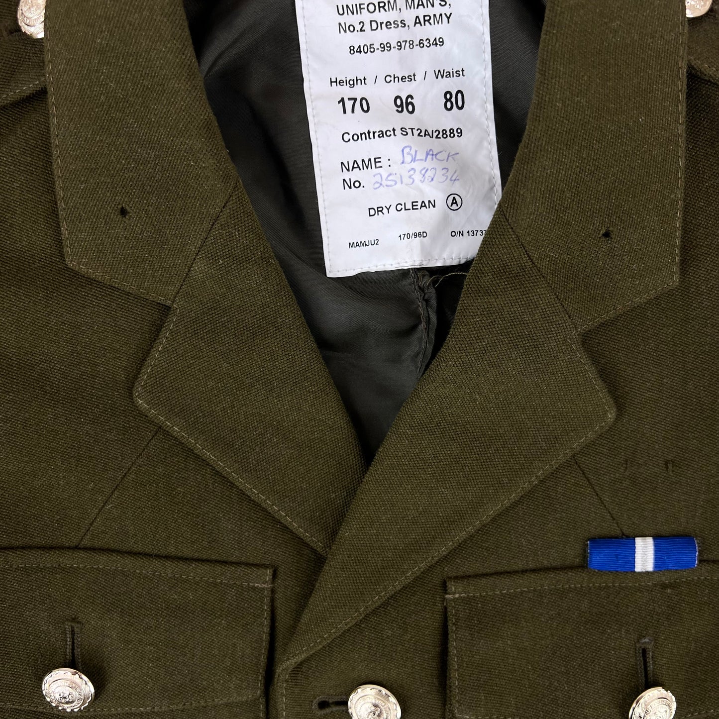 British Army 1980 Pattern No. 2 Olive Green Dress Jacket - RLC - Medium 170/96