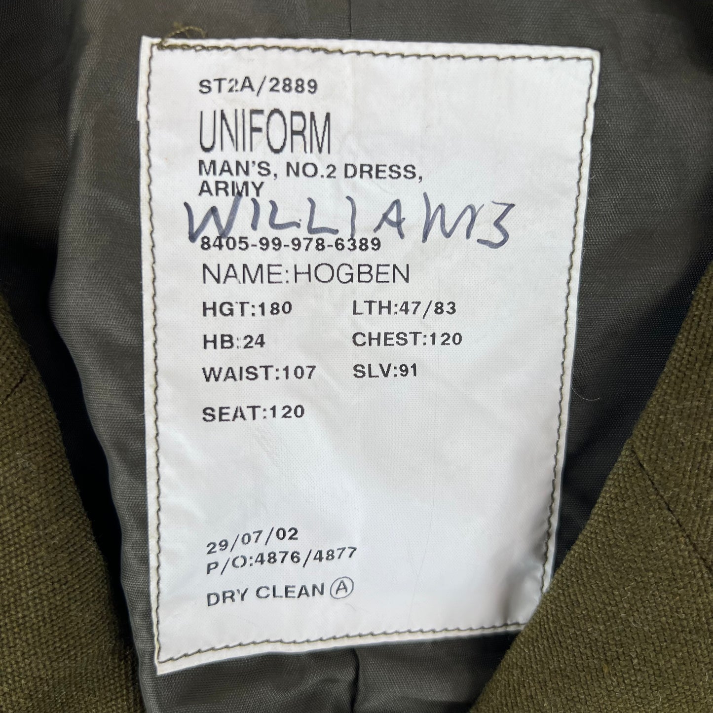 British Army 1980 Pattern No. 2 Olive Green Dress Jacket - Royal Artillery - X Large 180/120
