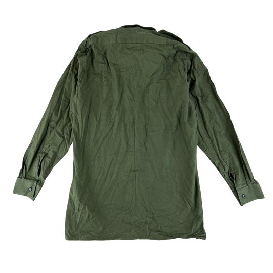 British Army Mens Olive Green Cotton Shirt Long Sleeve - Medium