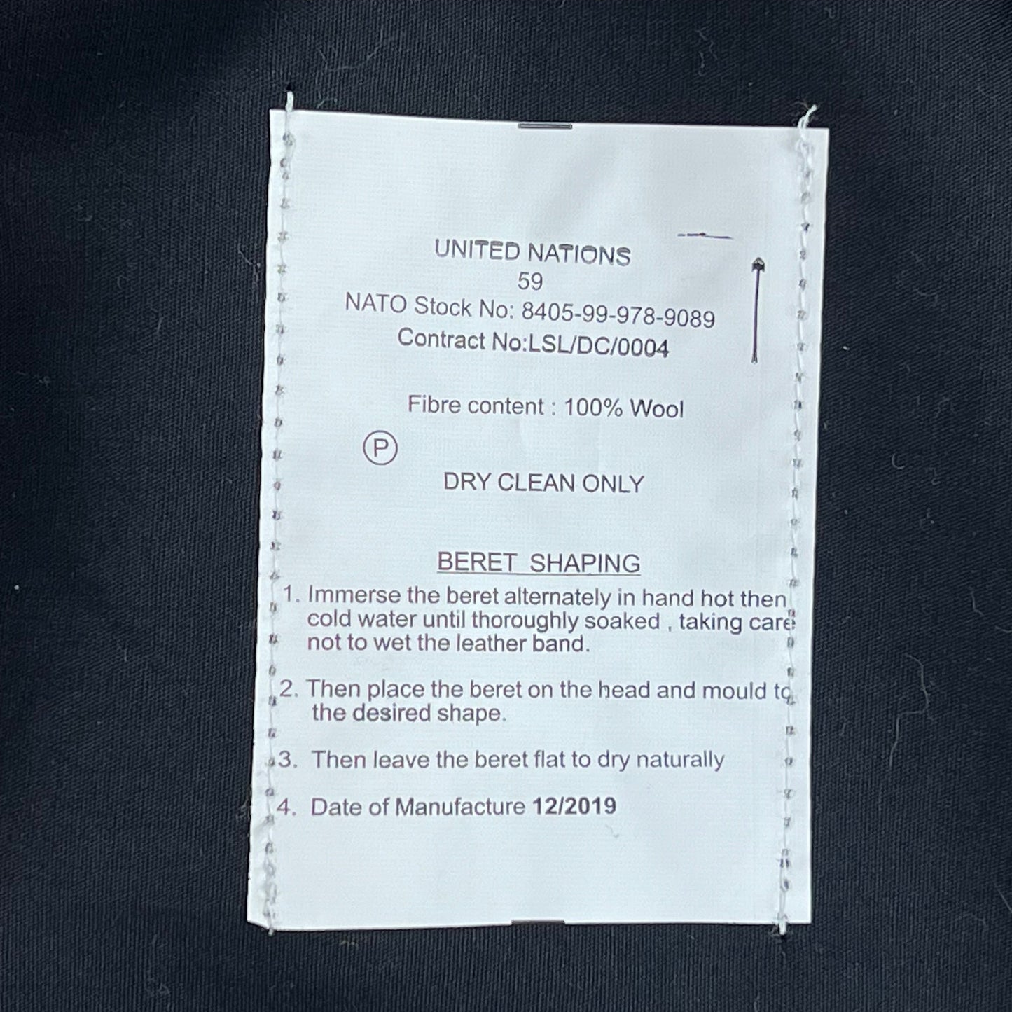 British Army Beret UN Blue - Large 59cm