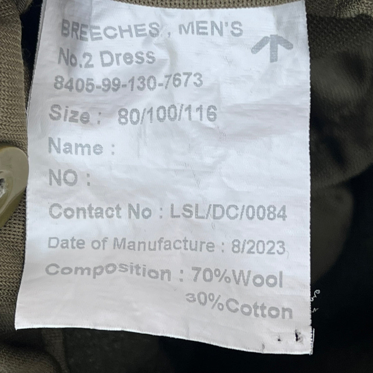 British Army Cavalry Tan No. 2 Dress Breeches Riding Trousers - W34
