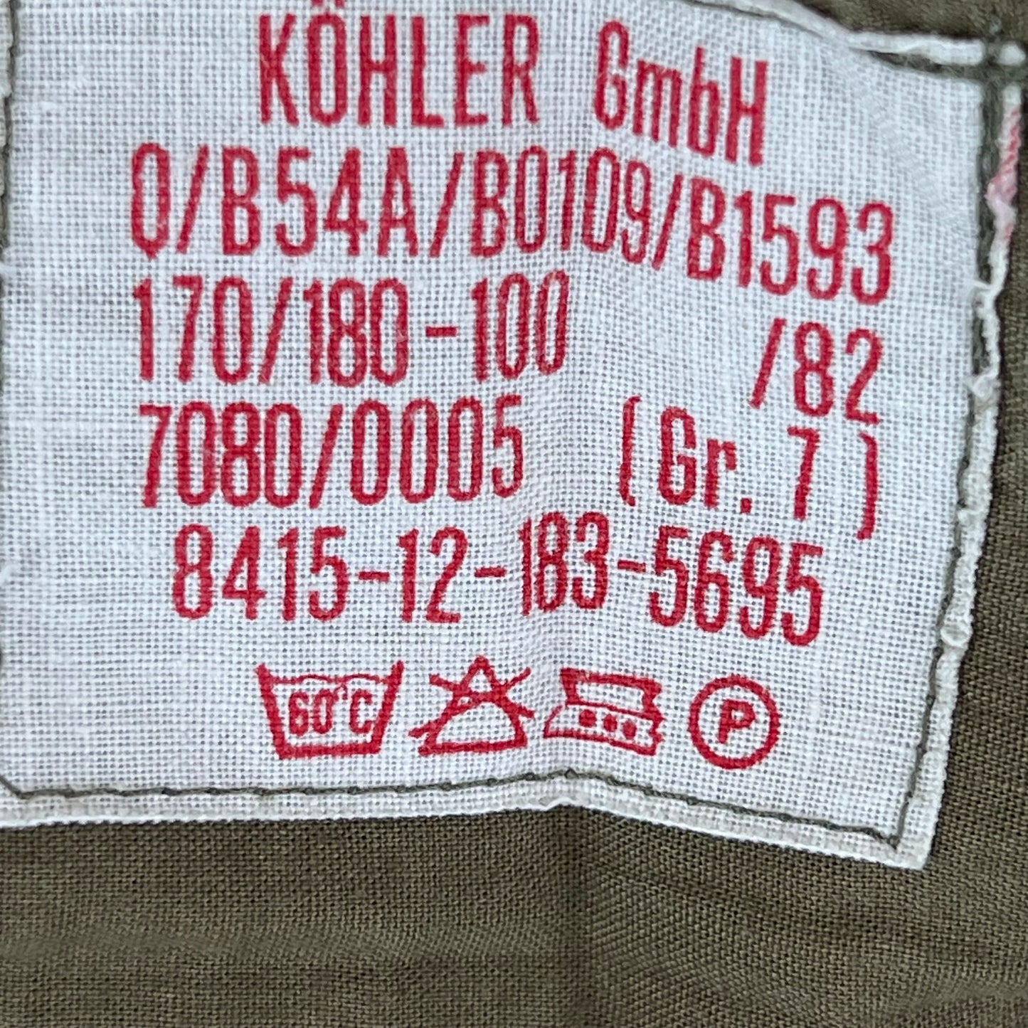 West German Army Parka Olive Drab - Large GrNr 7