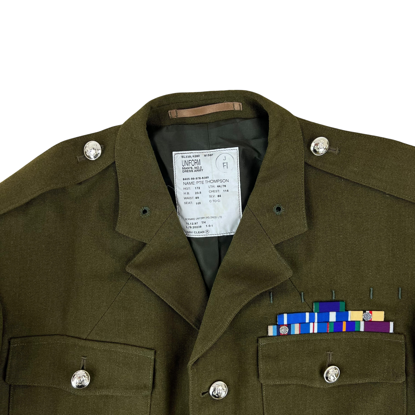 British Army 1980 Pattern No. 2 Olive Green Dress Jacket - RAVC - Large 172/114