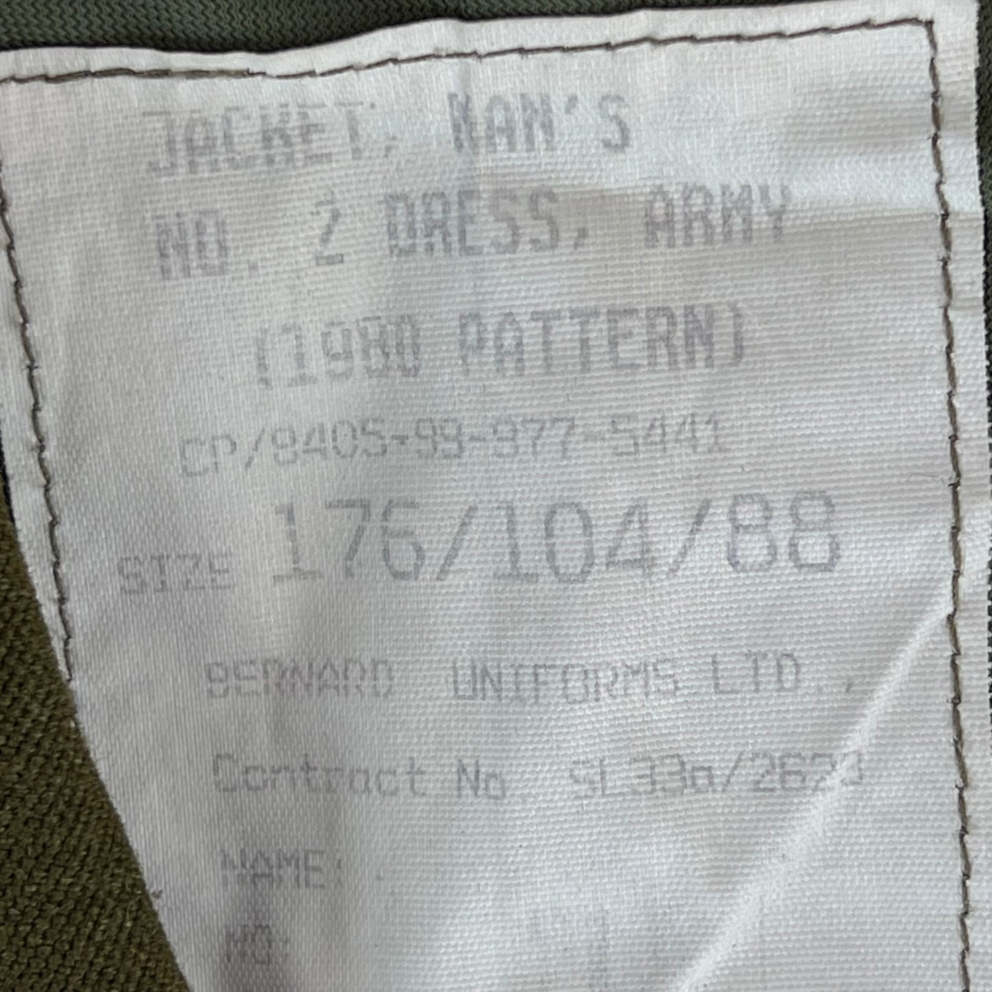 British Army 1980 Pattern No. 2 Olive Green Dress Jacket - Royal Irish Regiment - Medium 176/104