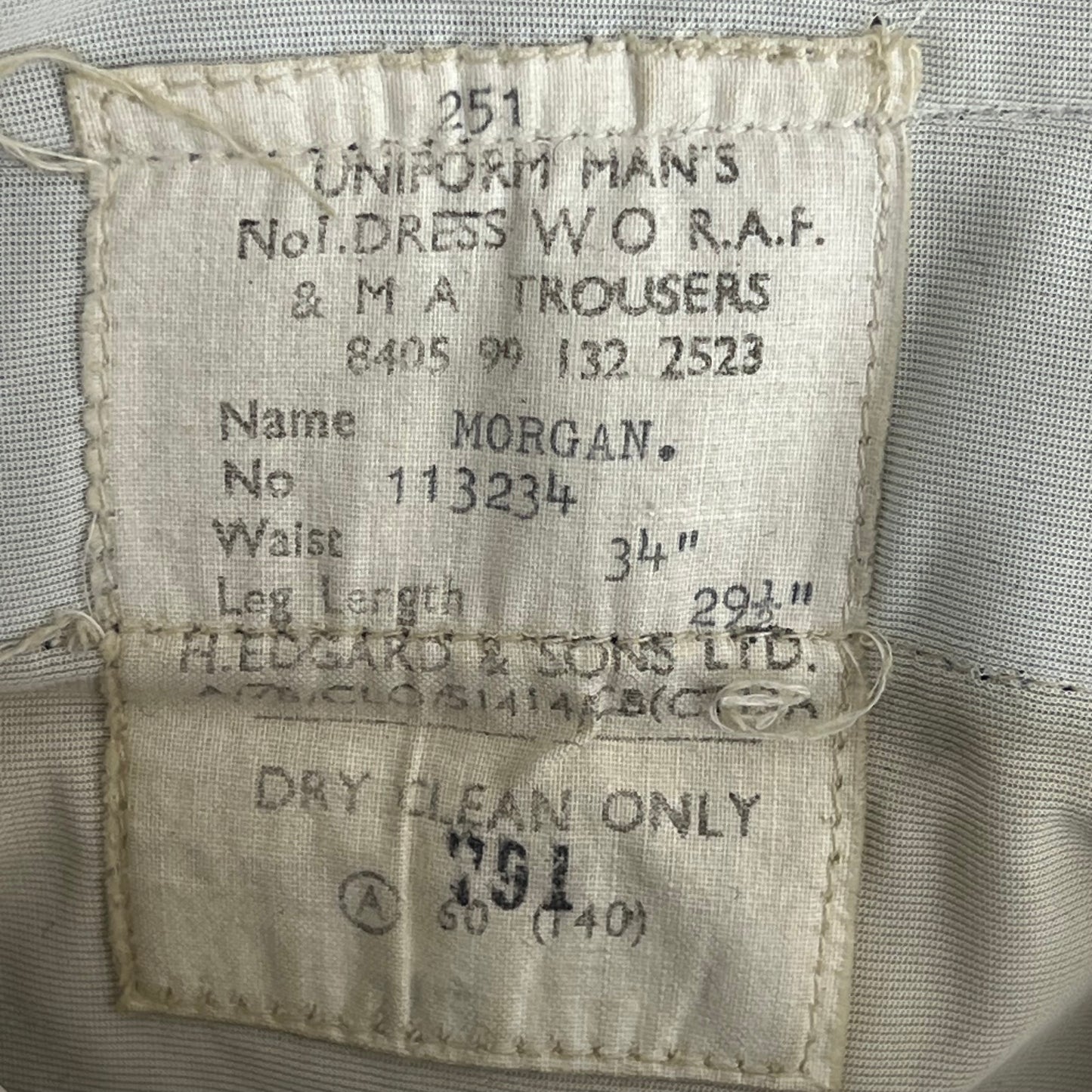 British Royal Air Force 1960's No. 1 Dress Trousers - W33 L27