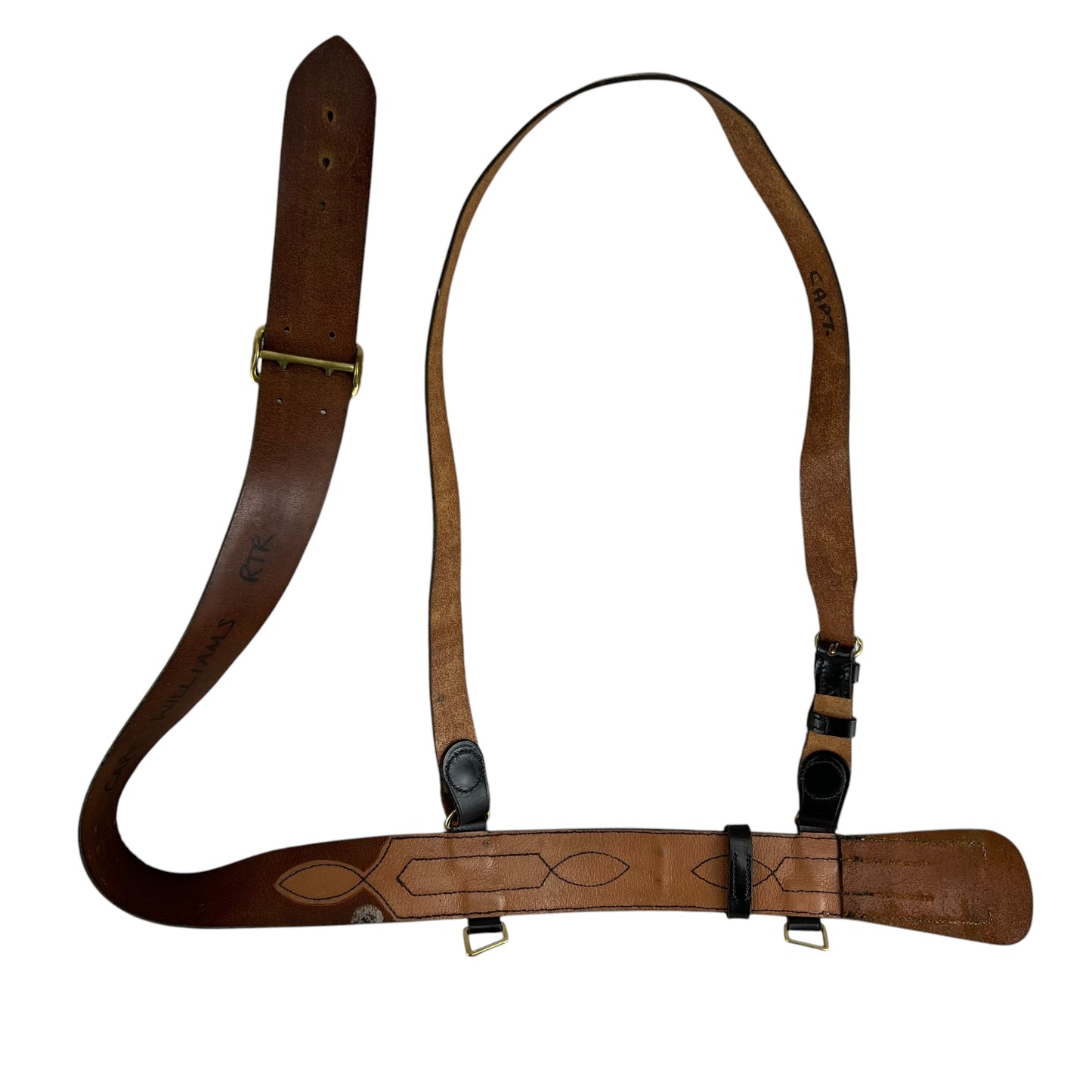 British Army Black Sam Browne's Leather Belt - Large