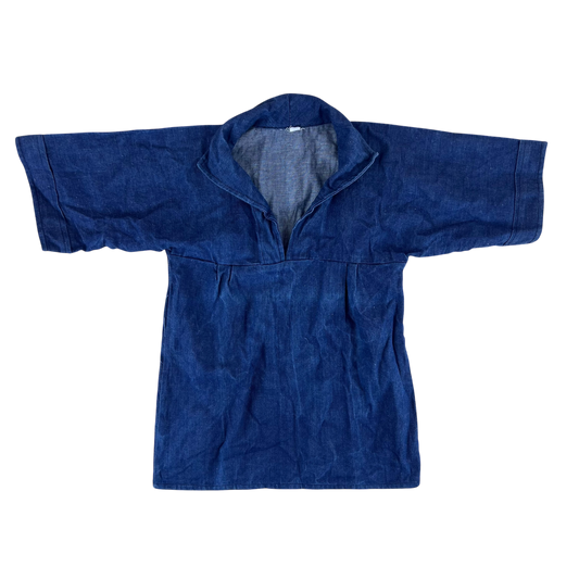 French Army Navy 70s Vintage Denim Pullover Top - Small