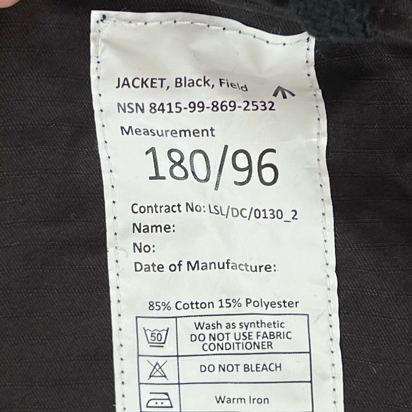 British Army SAS Police Black Field Jacket - Medium 180/96