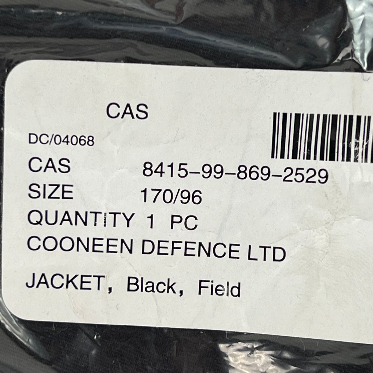 British Army SAS Police Black Field Jacket - Medium 170/96