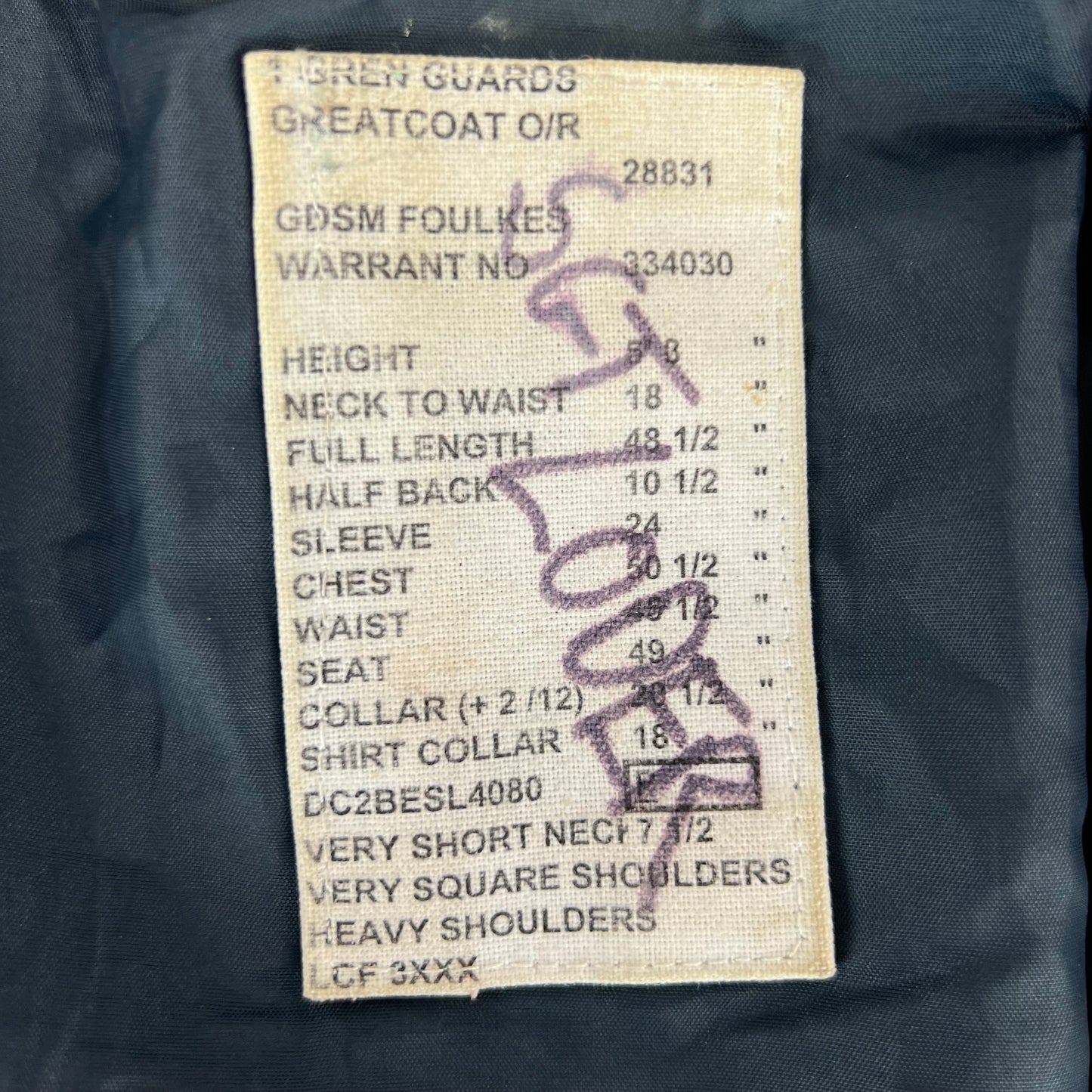 British Army Footguards Wool Greatcoat - Irish Guards - X Large