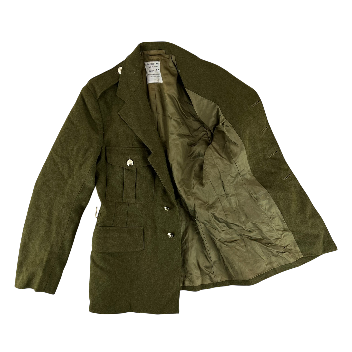 British Army 60s Pattern No. 2 Olive Green Dress Jacket - Yorkshire Volunteers - Small