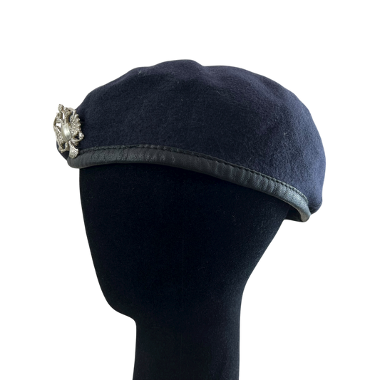 British Army Navy Beret w/ Badge - 1st Queen's Dragoon Guards - Medium 58cm