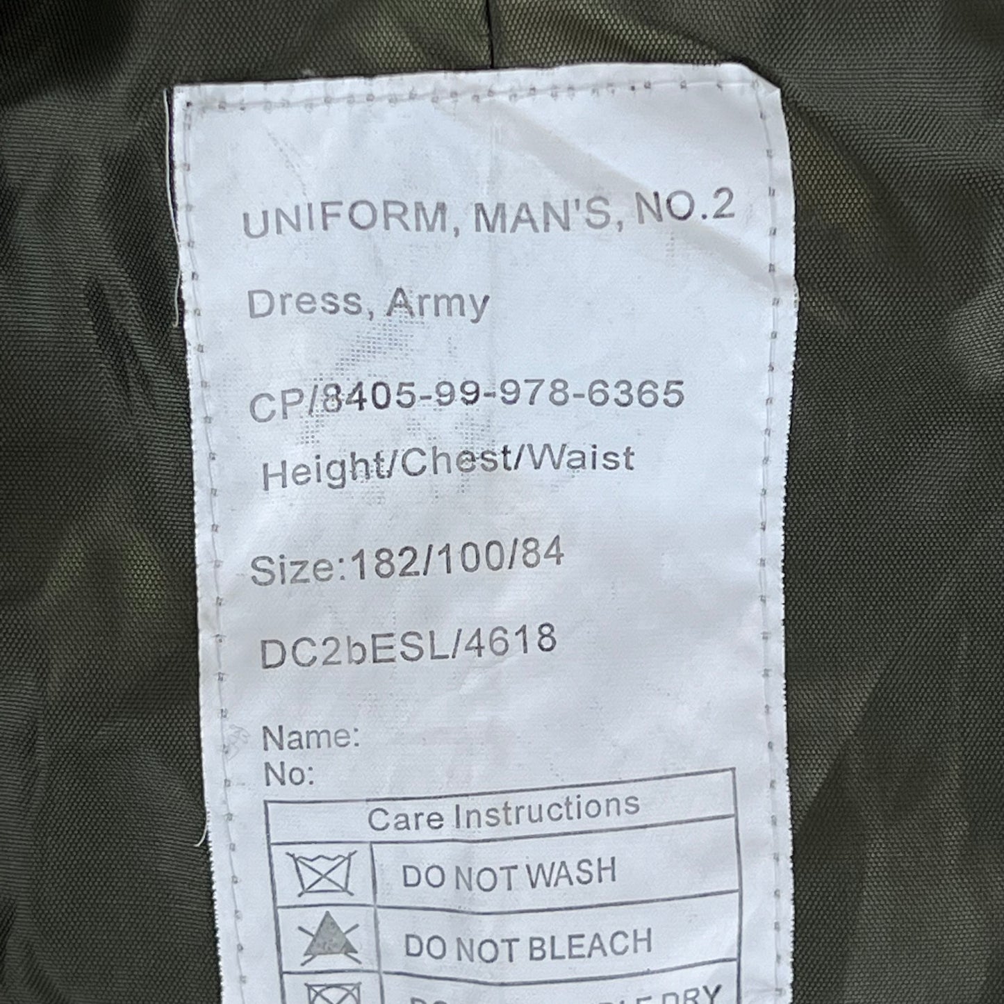 British Army Old Pattern No. 2 Khaki Green Dress Jacket - RLC - Medium