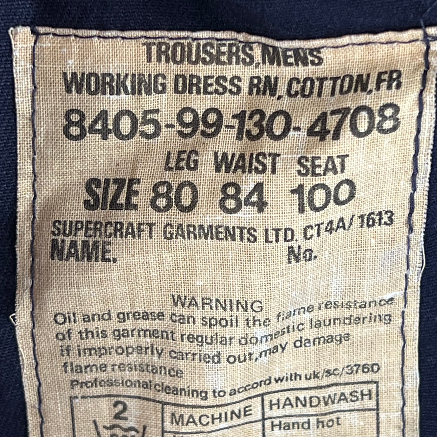 British Royal Navy Cotton Working Dress Trousers - W33 L31