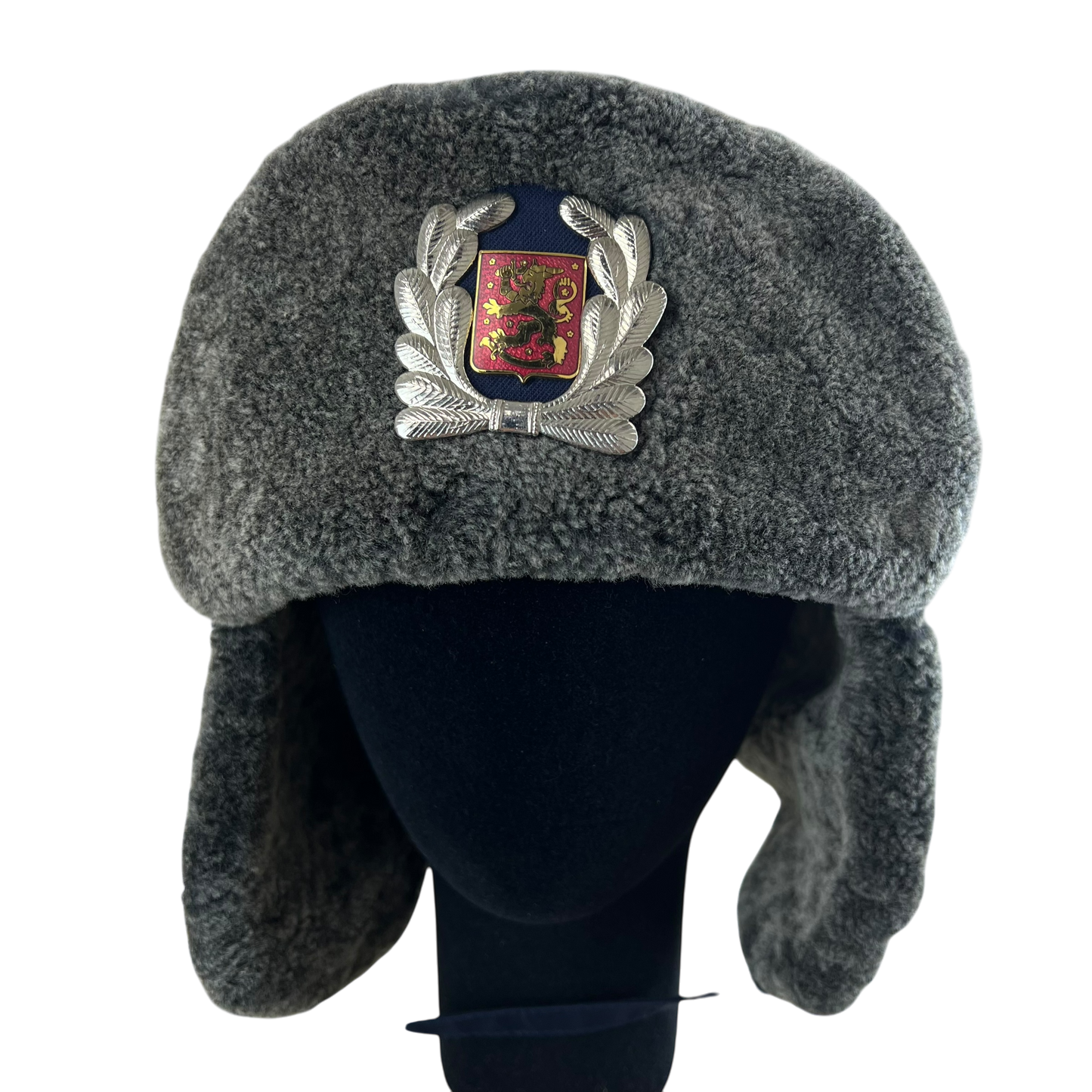 Finnish Police Winter Ushanka Cap w/ Badge - Small 56cm