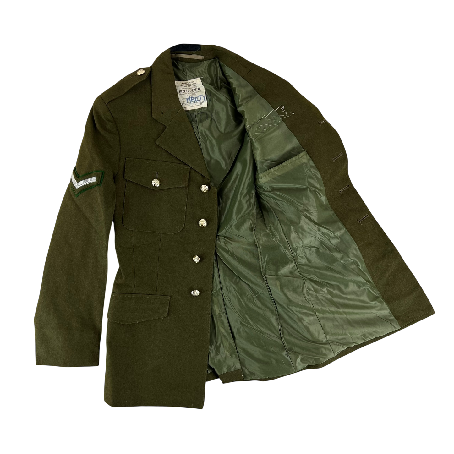 British Army 1980 Pattern No. 2 Olive Green Dress Jacket - Welsh Brigade - Small 170/92