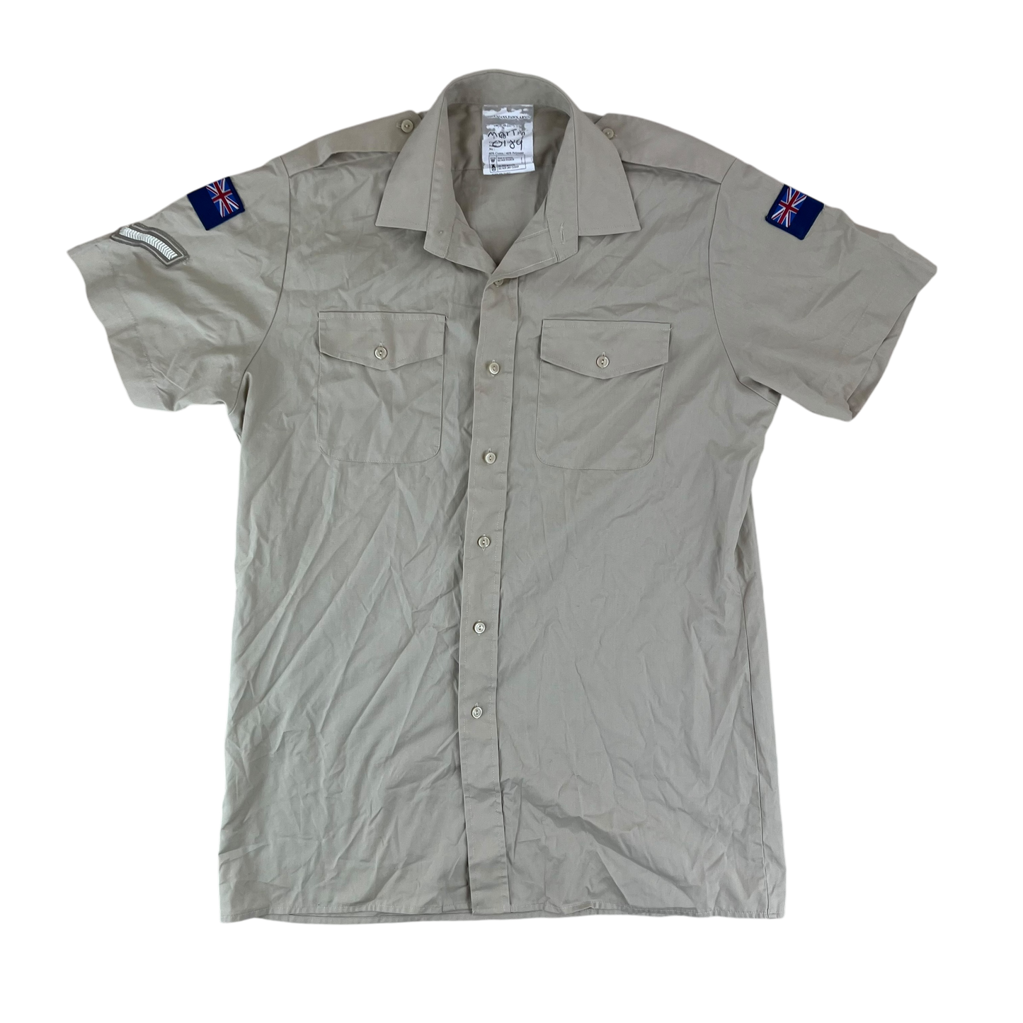 British Army Mens Fawn Shirt Short Sleeve - Medium Collar 40