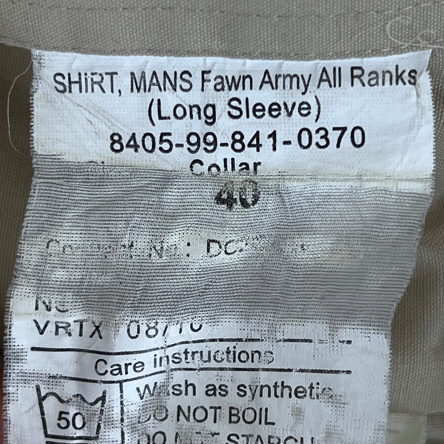 British Army Mens Fawn Shirt Long Sleeve - Medium 40 Collar