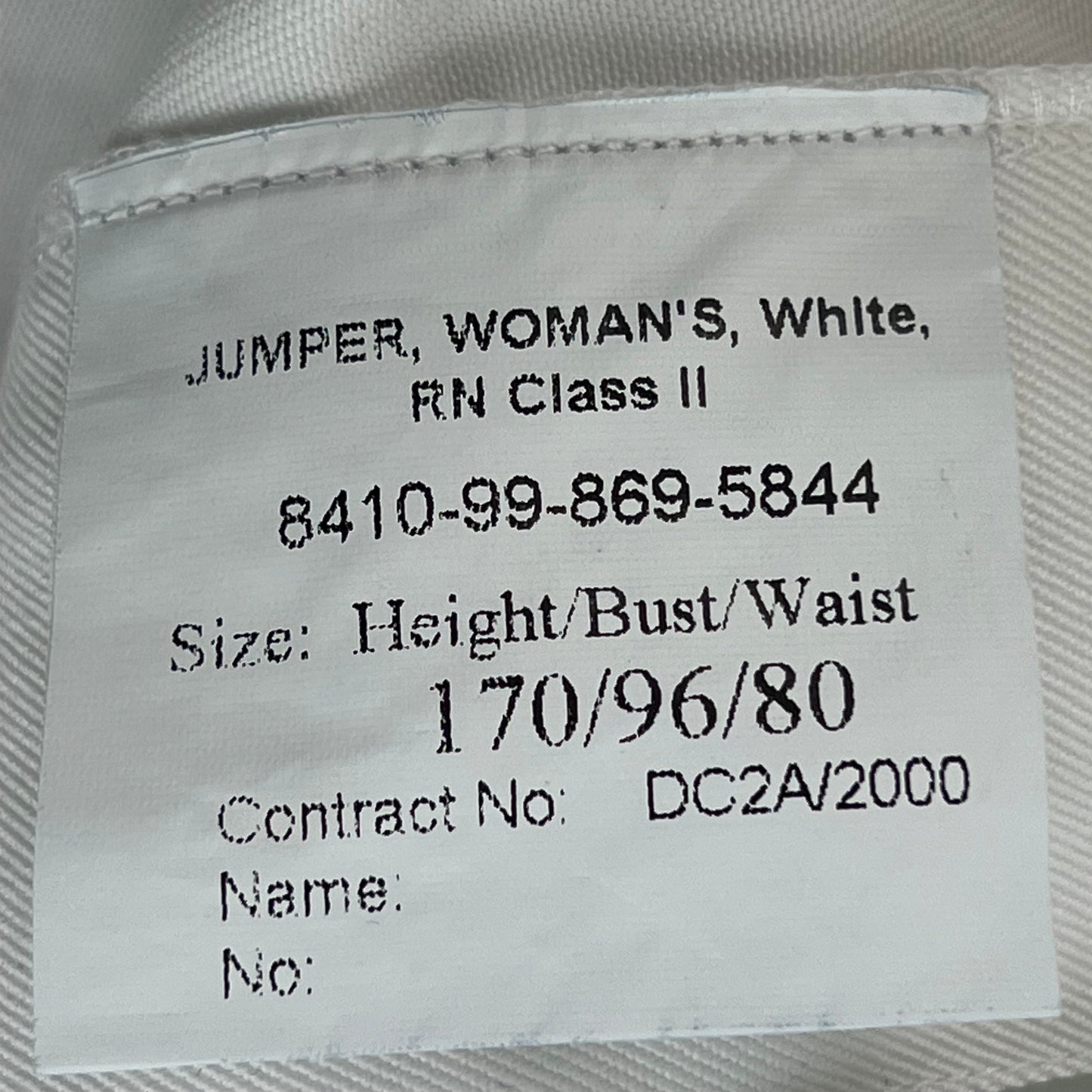 British Royal Navy Women's Class II White Jumper Sailor's Top - Medium 170/96