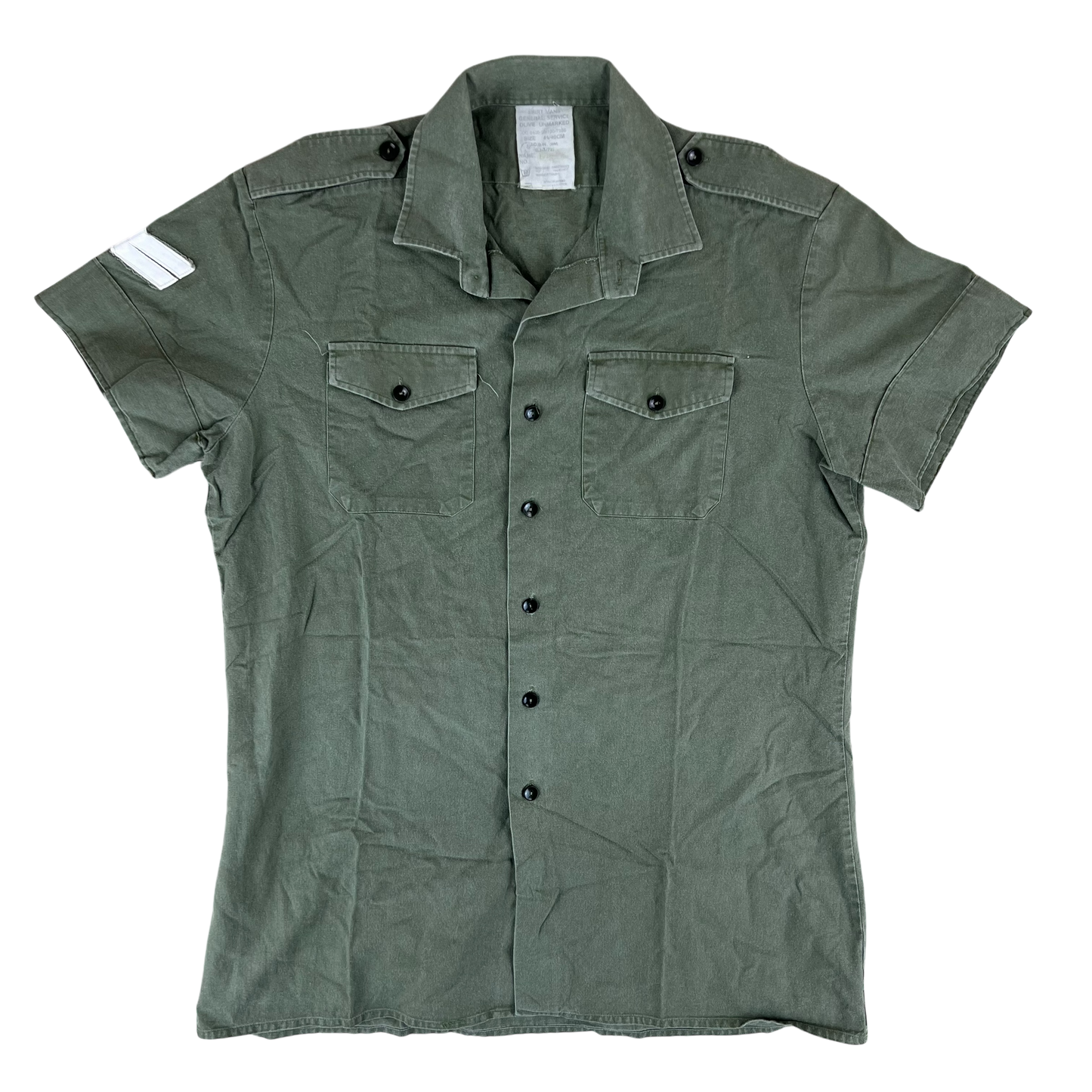 British Army Mens Olive Green Cotton Shirt Short Sleeve - Large