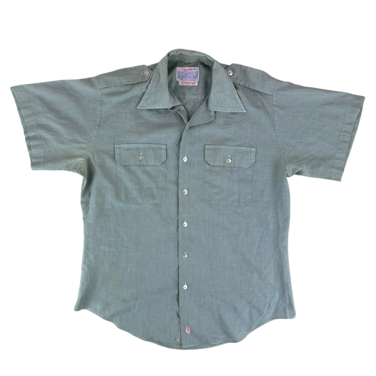 US Army 1970s Green Short Sleeve Shirt - Large