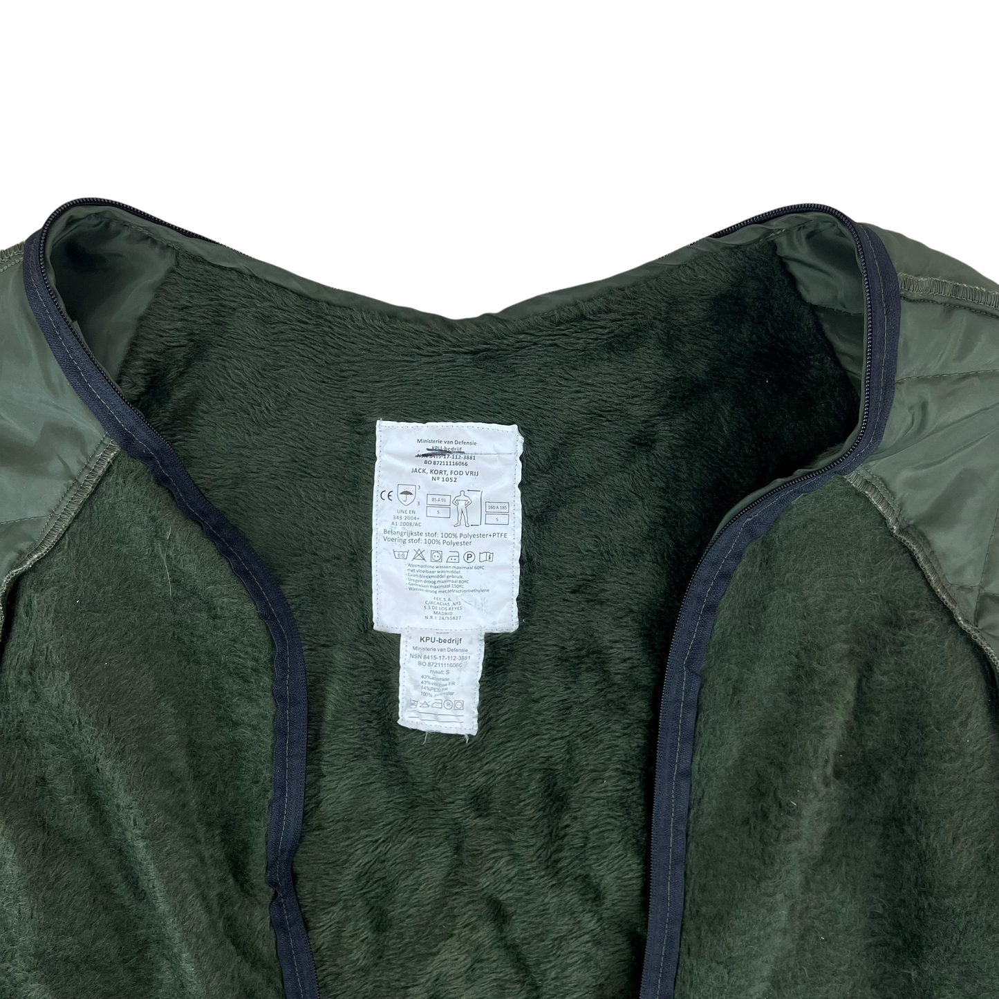 Dutch Army Faux Fur & Quilt Jacket Parka Liner - Small