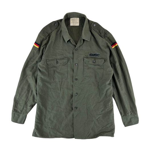 German Army Olive Green Long Sleeve Field Shirt - Large GrNr4