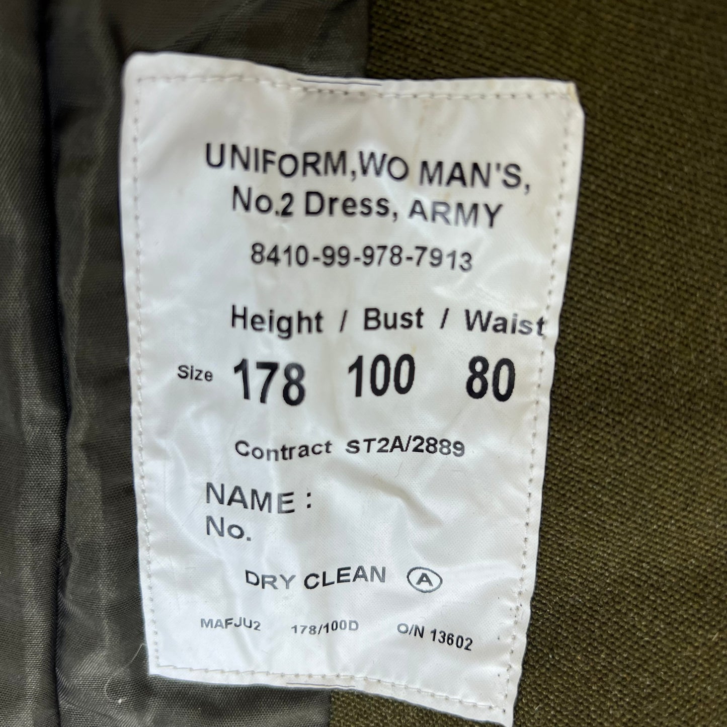 British Army 1980 Pattern No. 2 Olive Green Dress Jacket - Adjutant General Corps - Medium 178/100