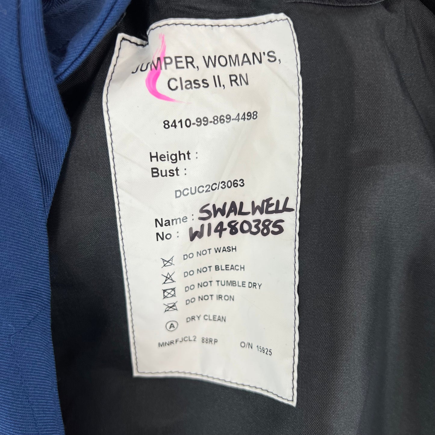 British Royal Navy Women's Class II Jumper Sailor's Top - Small 88RP