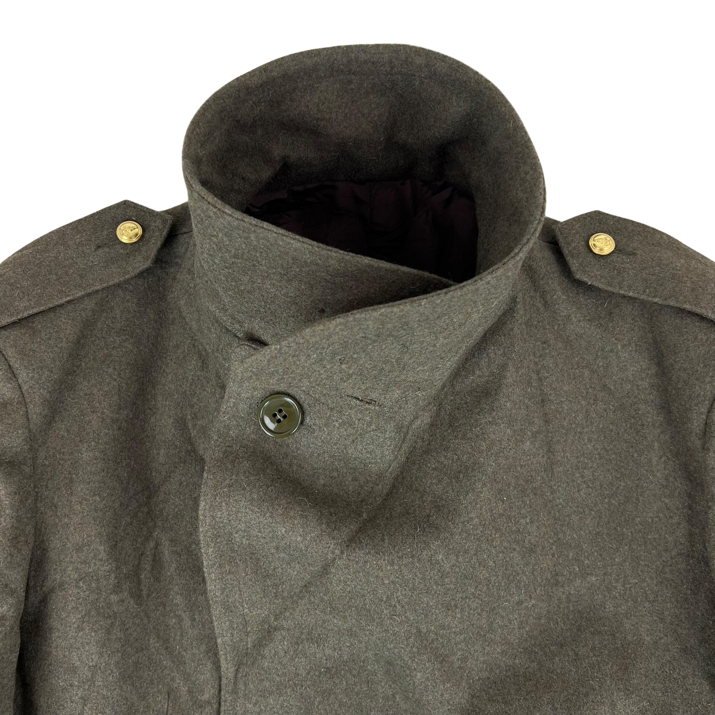 Italian Army 70's Khaki Greatcoat - Military Fire Brigade - Medium