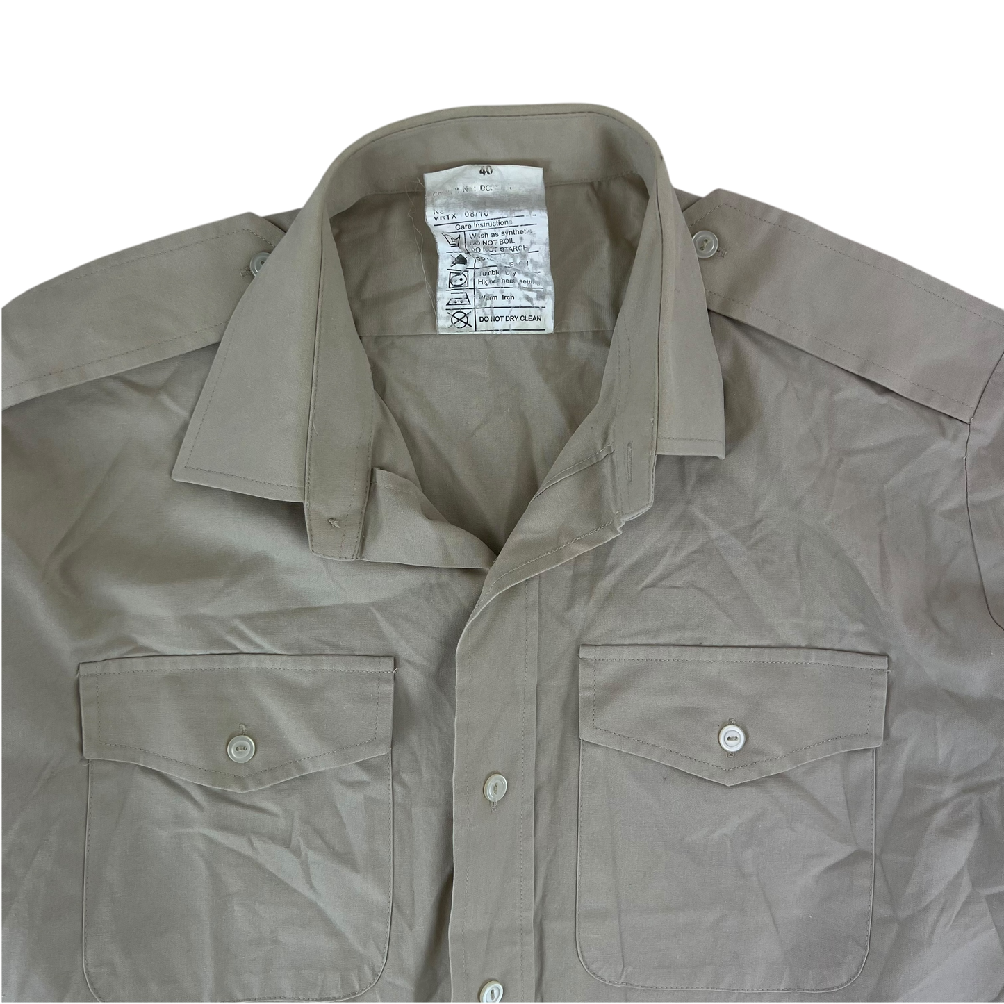 British Army Mens Fawn Shirt Long Sleeve - Medium 40 Collar
