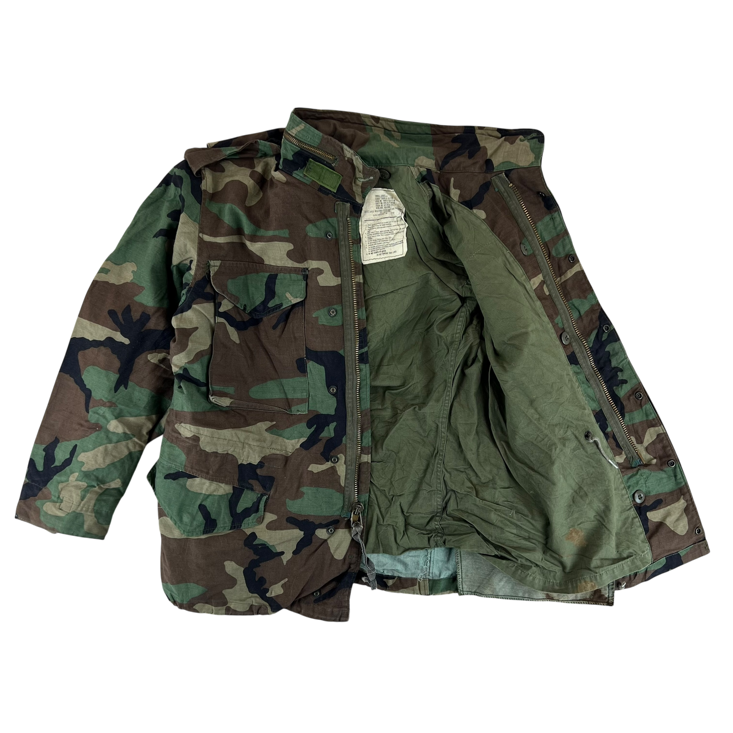 US Army M81 Woodland Camo M65 Cold Weather Field Coat - Small