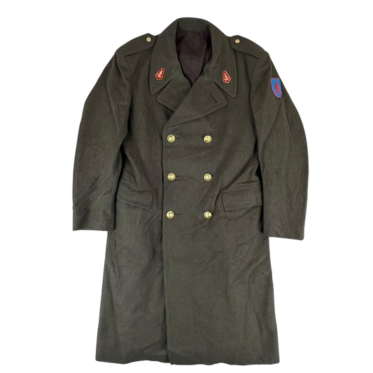 Italian Army 70's Khaki Greatcoat - Military Fire Brigade - Medium