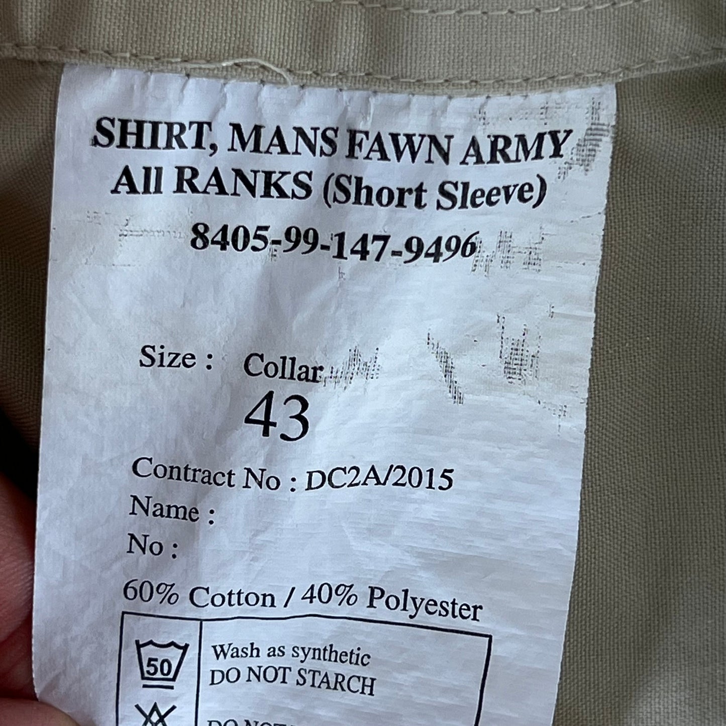 British Army Mens Fawn Shirt Short Sleeve - X Large C43