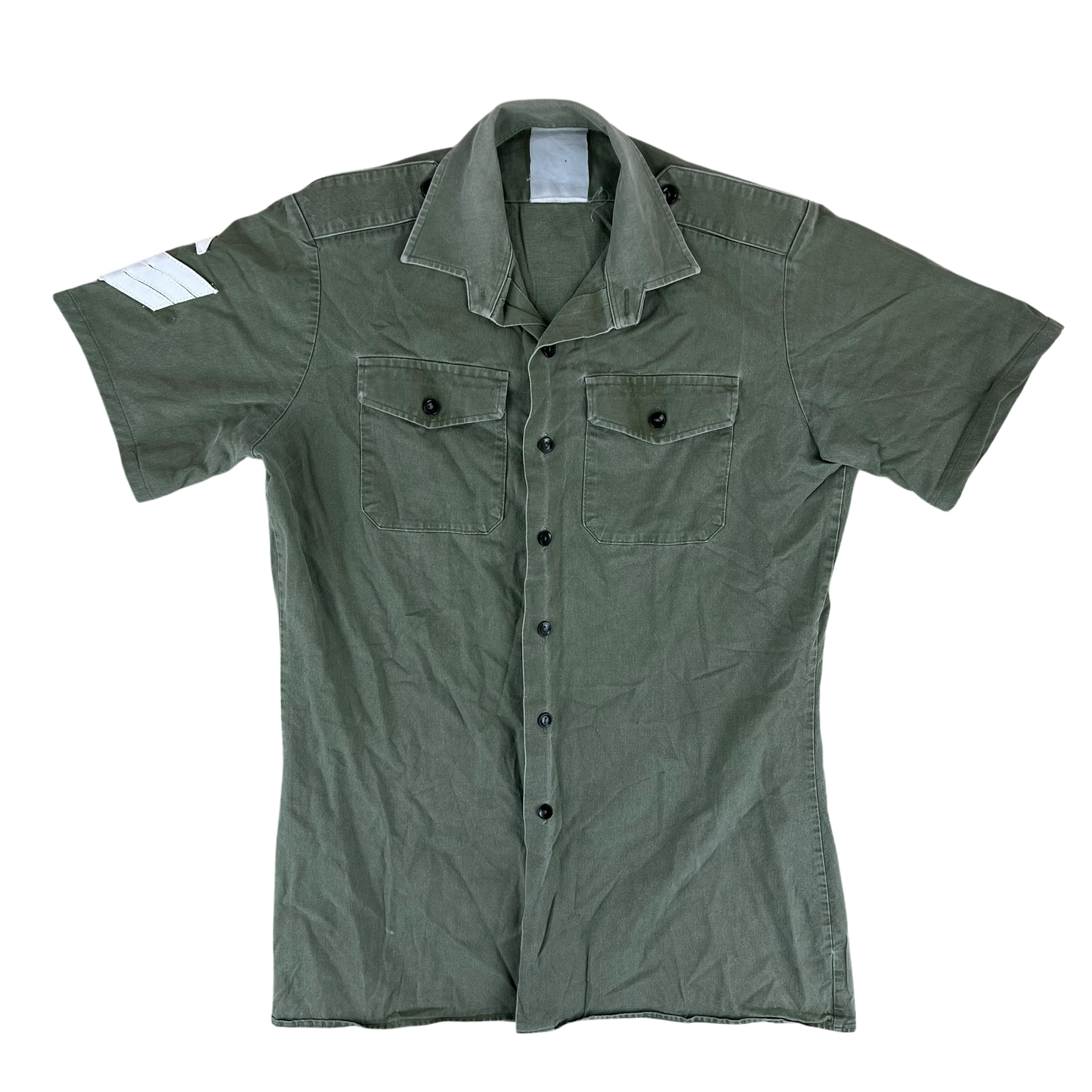 British Army Mens Olive Green Cotton Shirt Short Sleeve - Medium