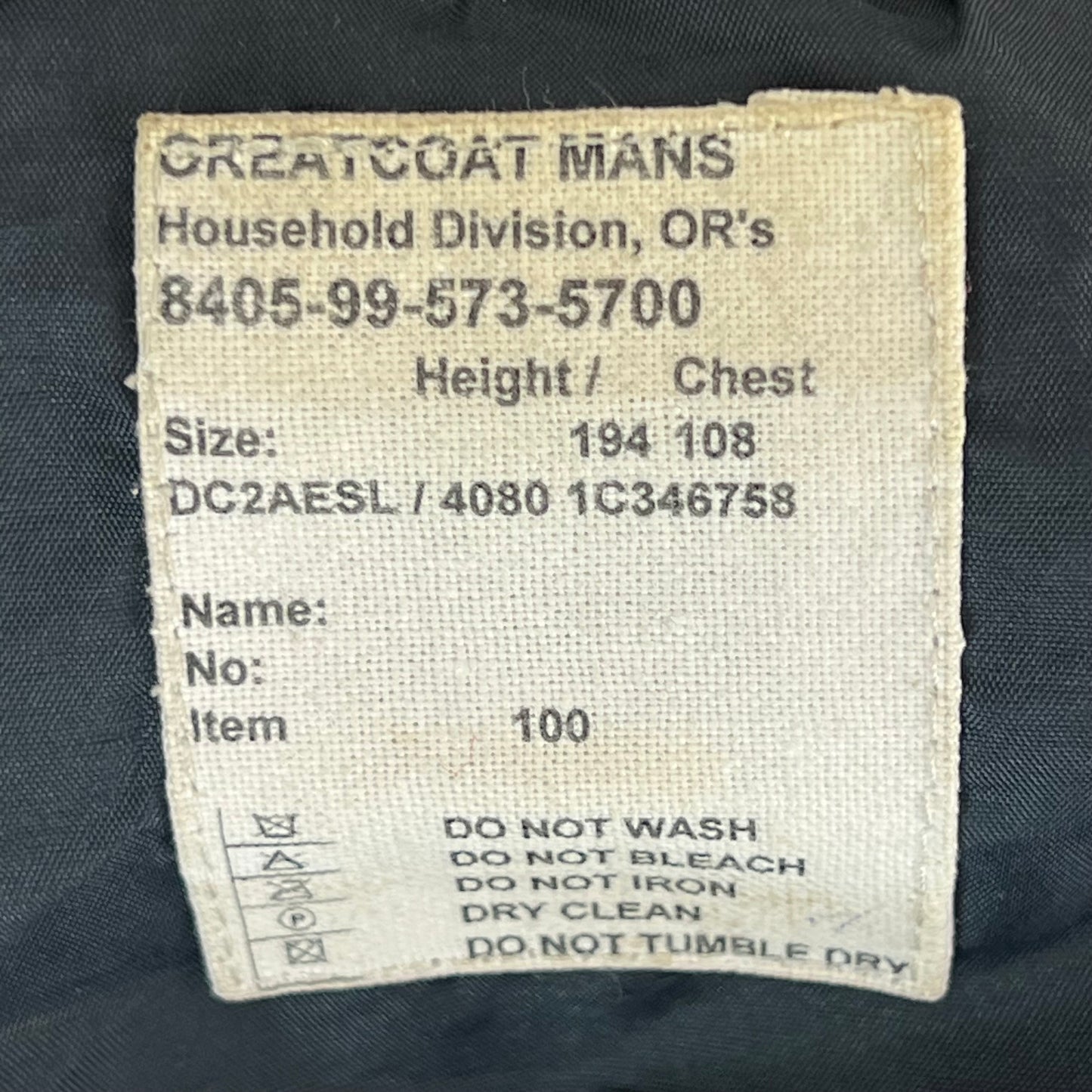 British Army Footguards Wool Greatcoat - Coldstream Guards - Large 194/108