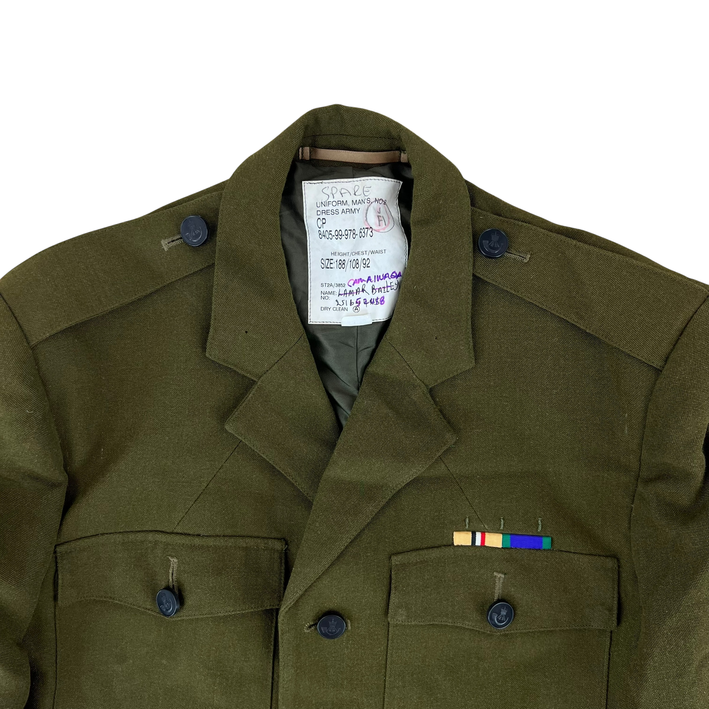 British Army 1980 Pattern No. 2 Olive Green Dress Jacket - Rifles Regiment - Large 188/104