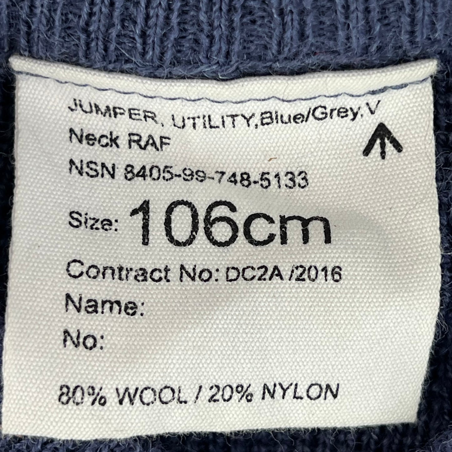 British RAF Wool V Neck Pullover Jersey Jumper - Large 106cm