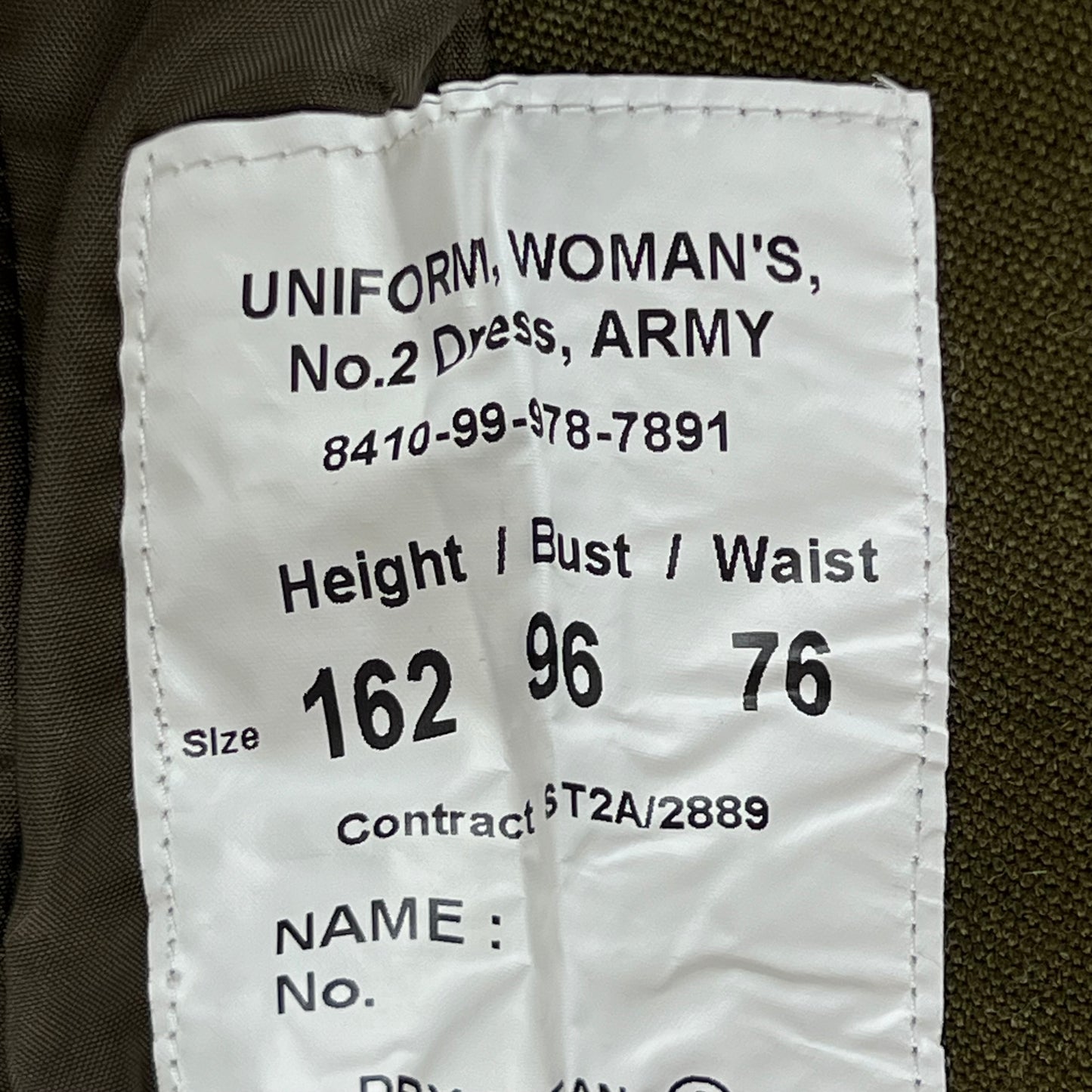 British Army Women's 1980 Pattern No. 2 Olive Green Dress Jacket - Welbeck College - Medium 162/96