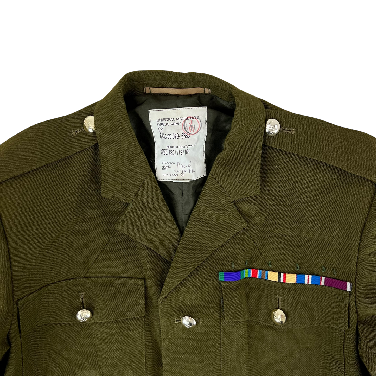 British Army 1980 Pattern No. 2 Olive Green Dress Jacket - REME - Large 180/112