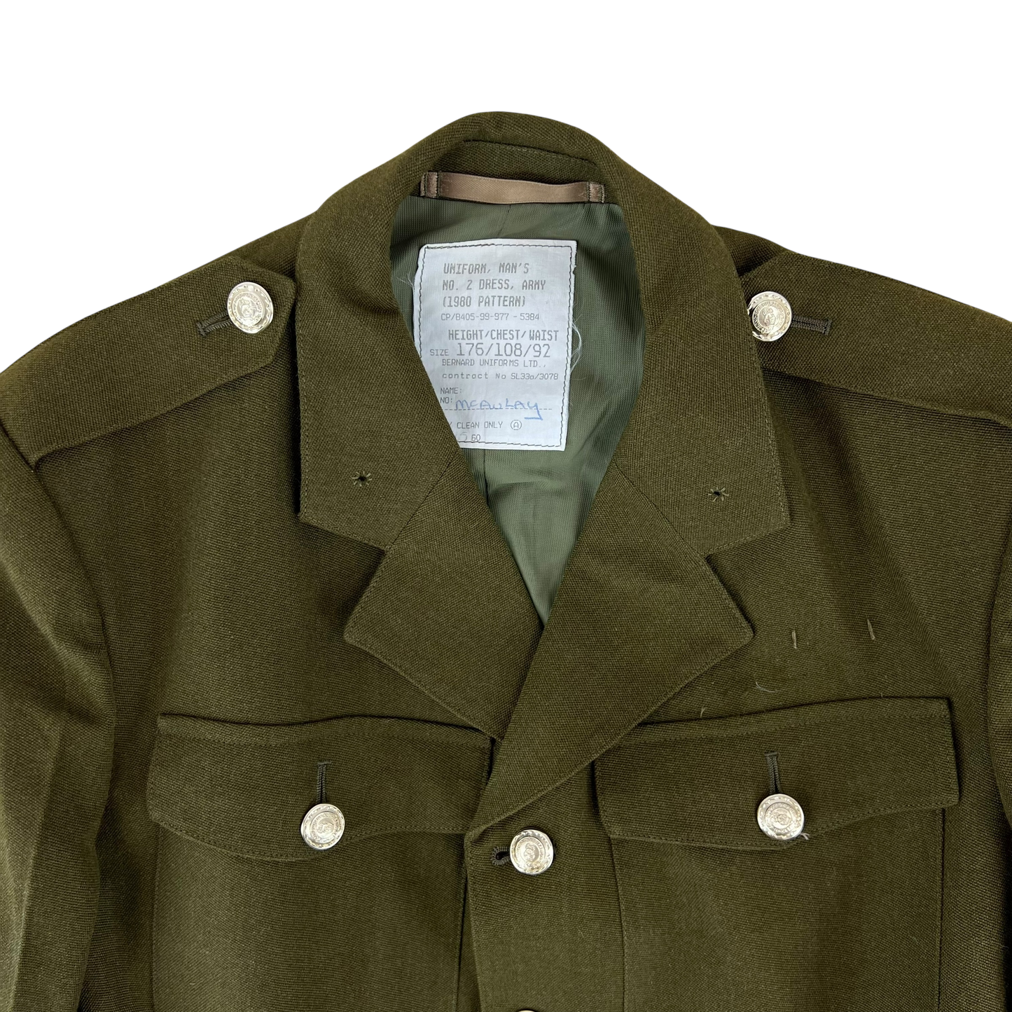 British Army 1980 Pattern No. 2 Olive Green Dress Jacket - RLC - Large 176/108