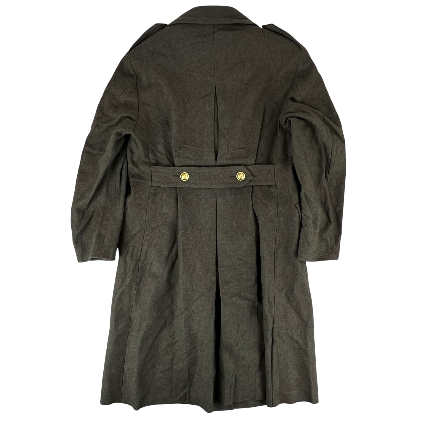Italian Army 70's Khaki Greatcoat - Military Fire Brigade - Medium