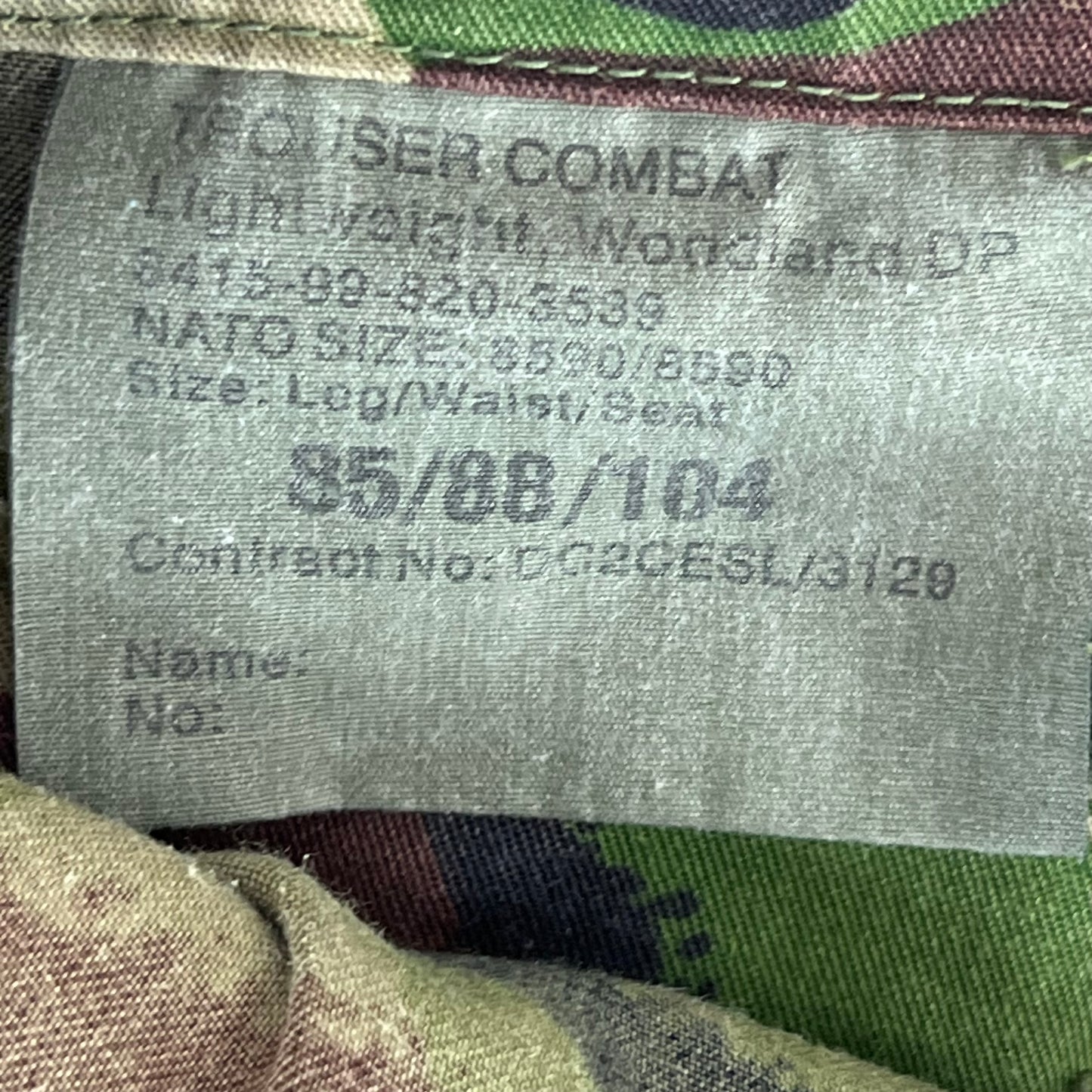 British Army S95 DPM Camouflage Combat Trousers - W34 L32.5