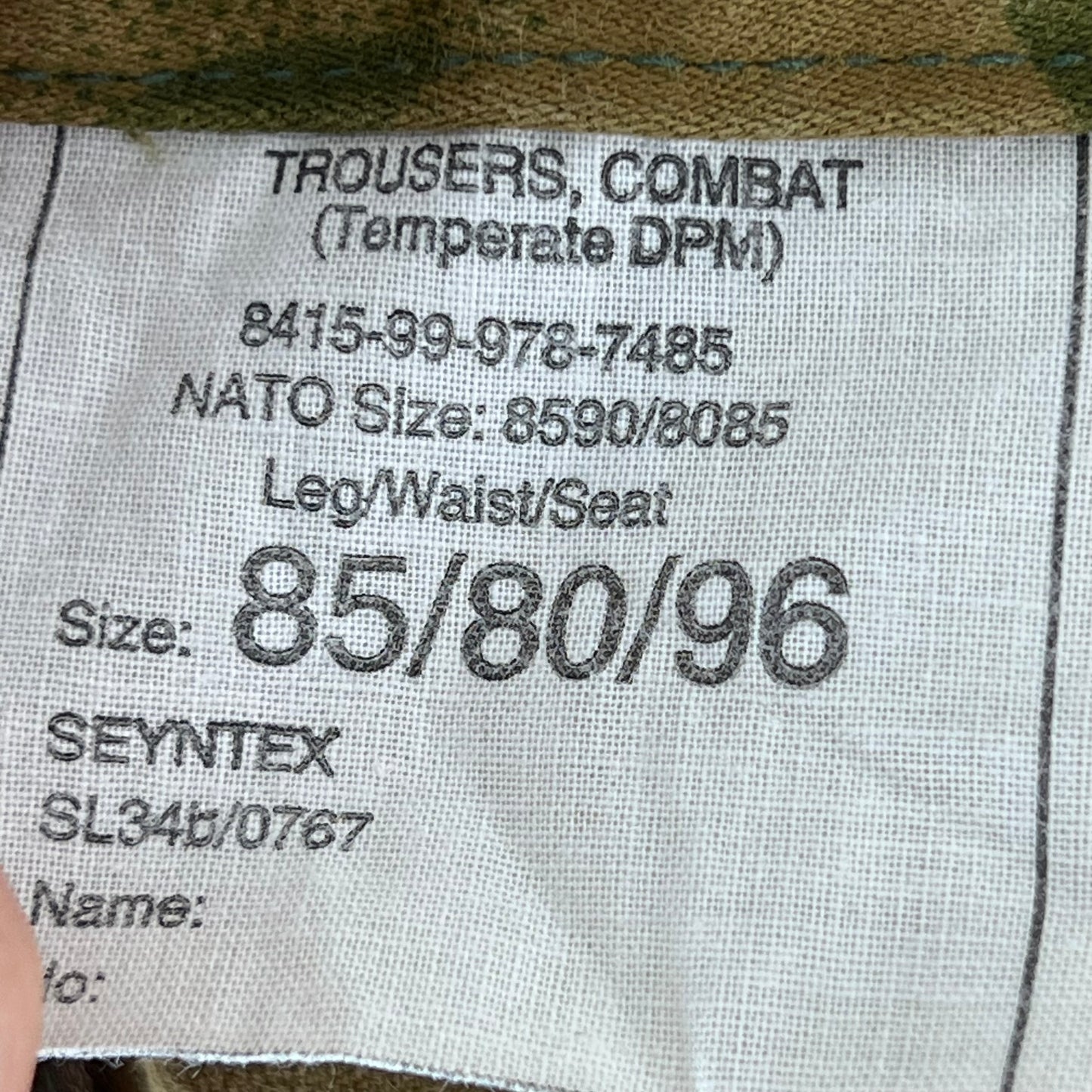 British Army P84 DPM Camouflage Combat Trousers - W30 L31