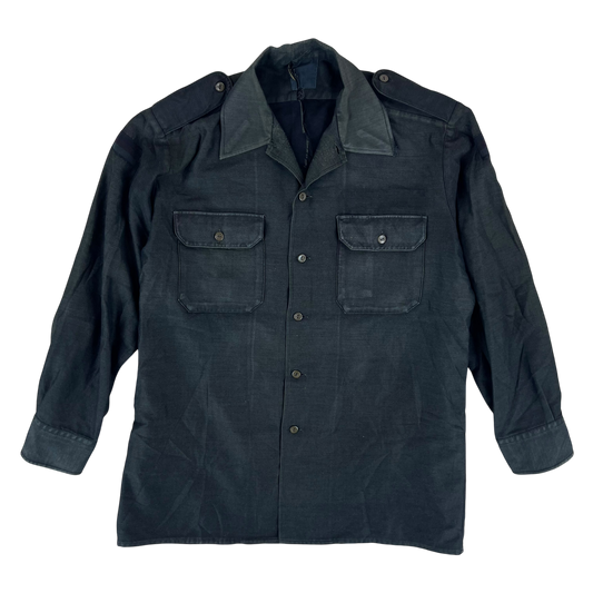 German Army Re-Dyed Black Long Sleeve Field Shirt - Large