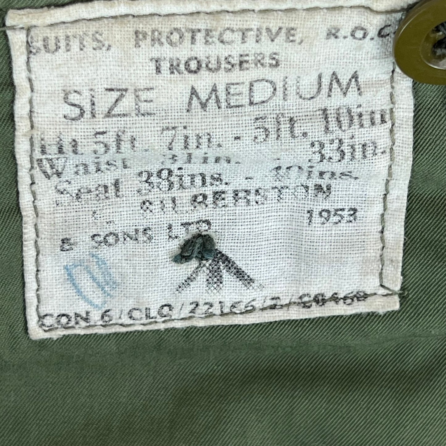 British Army Protective Trousers Royal Observer Corps 1953 - W33 L28.5