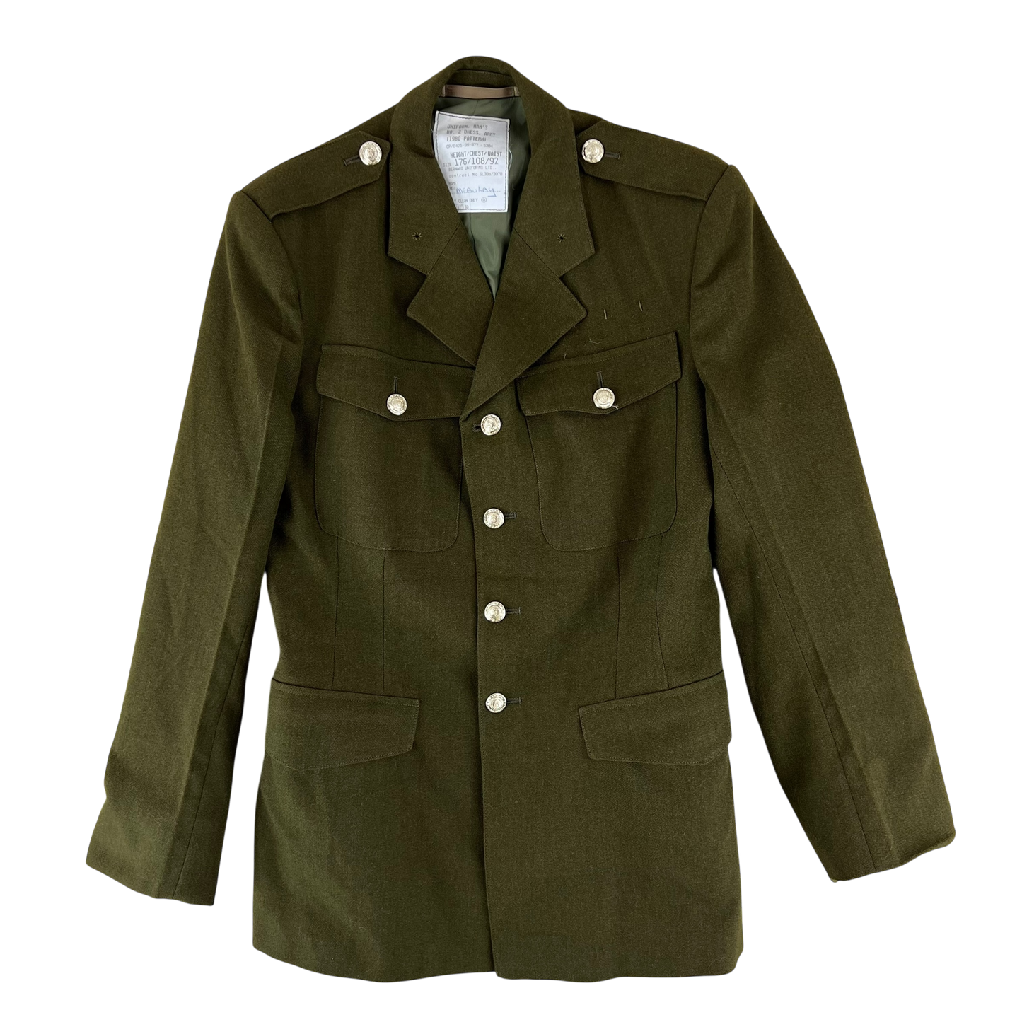 British Army 1980 Pattern No. 2 Olive Green Dress Jacket - RLC - Large 176/108